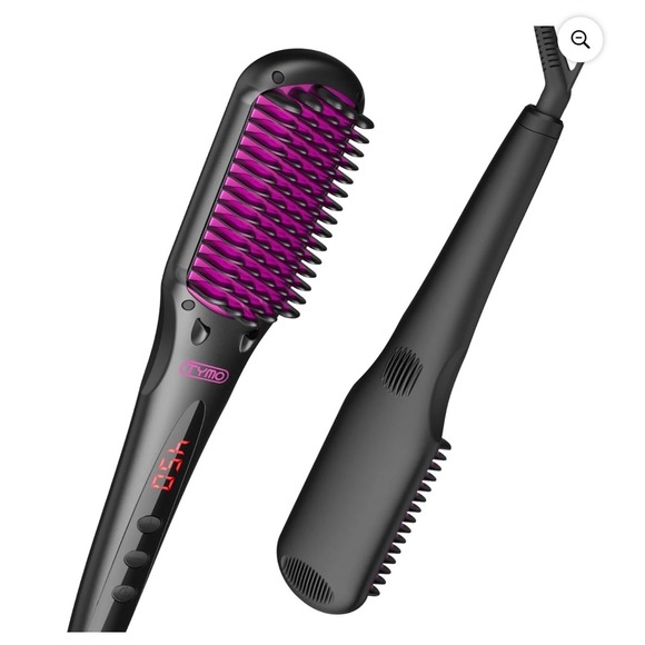 TYMO Ionic Plus Hair Straightening Brush Pink Bristles‎ Flat Iron Comb - Picture 1 of 8